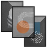 Komplet plakatów Modern Retro- Kolorowe Kształty na szarym tle | Plakaty w stylu Bauhaus do wnętrz skandynawskich 81821 Naklejkomania - zdjecie 1 - miniatura