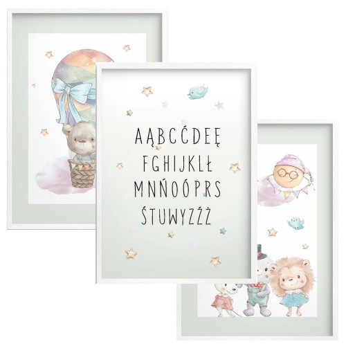 Zestaw trzech plakatów plakaty na ścianę pastelowa podróż KD063 Naklejkomania - zdjecie 1