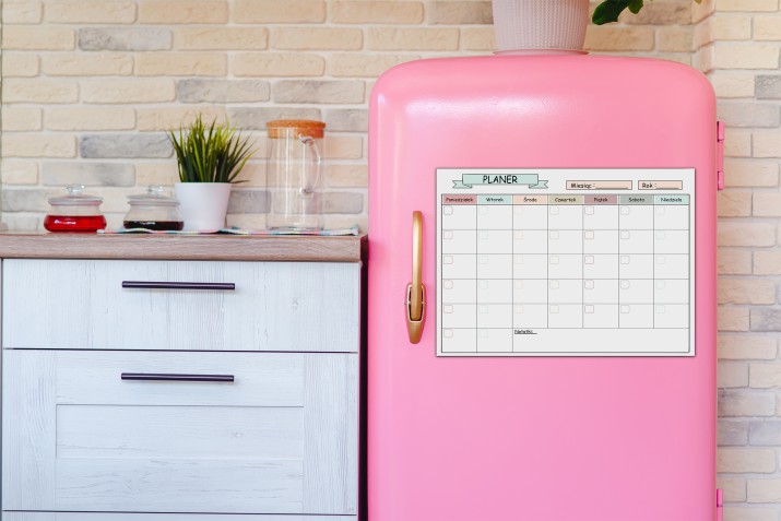 Planer magnetyczny na lodówkę | Harmonogram, Organizer, Kalendarz na magnes + Notes Lista zakupów i pisak 4654 - zdjęcie 4