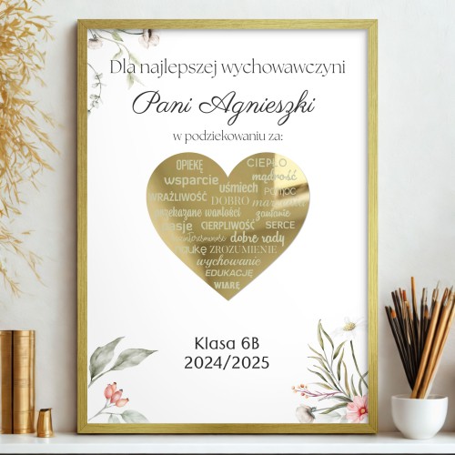 Eleganckie Podziękowanie dla Nauczyciela | Prezent, Upominek dla wychowawcy | Plakat na Zakończenie Roku Szkolnego 61761 - zdjęcie 5