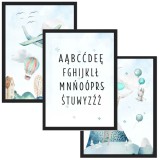 Zestaw trzech plakatów plakaty na ścianę w ramie pastelowy alfabet KD037 Naklejkomania - zdjecie 1 - miniatura