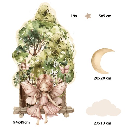 Duża Naklejka na Ścianę dla dzieci |  Styl Skandynawski i Boho | Pokój Dziecka w Naturalnych Kolorach- zieleń i beż T42143 - zdjęcie 4
