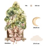 Duża Naklejka na Ścianę dla dzieci |  Styl Skandynawski i Boho | Pokój Dziecka w Naturalnych Kolorach- zieleń i beż T42143 Naklejkomania - zdjecie 4 - miniatura