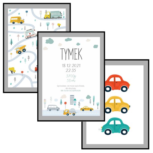 Zestaw trzech plakatów z metryczką, metryczka MT009 Naklejkomania - zdjecie 1