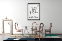 Plakat Kuchnia Pełna Miłości | Inspirujący Napis na Ścianę | Minimalistyczna, czarno-biała Dekoracja kuchenna 94171 Naklejkomania - zdjecie 5 - miniatura