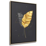 Nowoczesny Obraz w ramie American Box - Złoty Liść | Ozdoba do wnętrz modern, glamour R94176 Naklejkomania - zdjecie 1 - miniatura