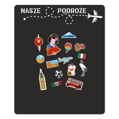 Samoprzylepna Tablica magnetyczna na magnesy z podróży na ścianę, lodówkę 58x70cm 67409