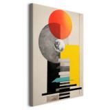Nowoczesny obraz na ścianę- kolorowa geometria | Futurystyczna grafika w intensywnych barwach- pomarańcz, żółty 94178 Naklejkomania - zdjecie 1 - miniatura