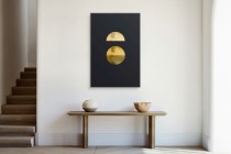 Minimalistyczny Obraz na płótnie – złote figury geometryczne, czarne tło |  Nowoczesna dekoracja ścienna do wnętrz glamour, loft 94175 Naklejkomania - zdjecie 4 - miniatura