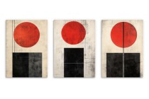 Abstrakcyjne Plakaty w stylu Bauhaus- geometryczne obrazy w czerwieni i czerni | Minimalistyczna dekoracja ścienna 81840 Naklejkomania - zdjecie 5 - miniatura