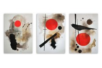 Plakaty na ścianę- Abstrakcja z Akcentem Czerwieni | Minimalistyczne Obrazy w stylu Japandi, Sumi-e, Zen 81838 Naklejkomania - zdjecie 8 - miniatura