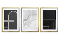 Minimalistyczne Obrazy na Ścianę- geometryczne wzory w czerni i bieli | Zestaw 3 nowoczesnych plakatów 81847 Naklejkomania - zdjecie 4 - miniatura