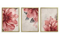 Delikatny zestaw 3 plakatów- akwarelowe kwiaty w różu i czerwieni | Obrazy na ścianę styl romantyczny, shabby chic 81864 Naklejkomania - zdjecie 2 - miniatura