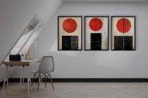 Abstrakcyjne Plakaty w stylu Bauhaus- geometryczne obrazy w czerwieni i czerni | Minimalistyczna dekoracja ścienna 81840 Naklejkomania - zdjecie 8 - miniatura