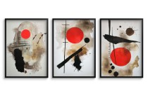 Plakaty na ścianę- Abstrakcja z Akcentem Czerwieni | Minimalistyczne Obrazy w stylu Japandi, Sumi-e, Zen 81838 Naklejkomania - zdjecie 3 - miniatura
