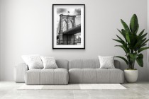 Czarno-biały Plakat Brooklyn Bridge | Miejska dekoracja do biura i salonu w stylu Loft, industrialnym 94157 Naklejkomania - zdjecie 2 - miniatura