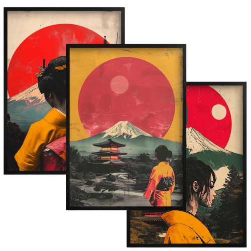 Plakaty z Motywem Japonii – Gejsze, Pagoda, Góra Fuji | Orientalna Dekoracja ścienna w stylu Vintage 81837 Naklejkomania - zdjecie 1