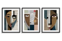 Plakaty artystyczne – Geometryczne twarze w stylu Picassa | Grafiki inspirowane kubizmem i stylem bauhaus 81845 Naklejkomania - zdjecie 3 - miniatura