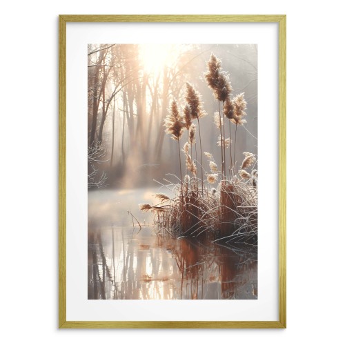 Plakat w stylu boho- Spokojny Pejzaż | Leśny Krajobraz, Jezioro, Trawy 94167