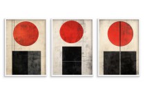 Abstrakcyjne Plakaty w stylu Bauhaus- geometryczne obrazy w czerwieni i czerni | Minimalistyczna dekoracja ścienna 81840 Naklejkomania - zdjecie 4 - miniatura