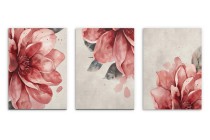 Delikatny zestaw 3 plakatów- akwarelowe kwiaty w różu i czerwieni | Obrazy na ścianę styl romantyczny, shabby chic 81864 Naklejkomania - zdjecie 8 - miniatura