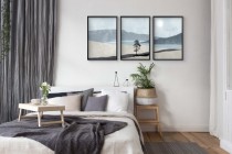 Minimalistyczne Plakaty z Pejzażem w Stylu Japandi– Plaża i Jezioro | Komplet trzech obrazów na ścianę 81849 Naklejkomania - zdjecie 2 - miniatura