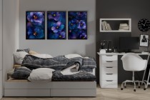 Eleganckie plakaty Glamour- Fioletowe kwiaty ze Zlotem | Luksusowa dekoracja do nowoczesnych wnętrz 81842 Naklejkomania - zdjecie 7 - miniatura
