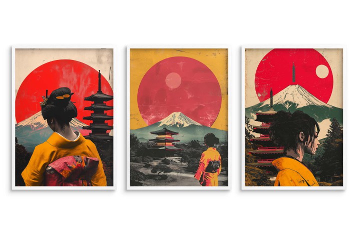 Plakaty z Motywem Japonii – Gejsze, Pagoda, Góra Fuji | Orientalna Dekoracja ścienna w stylu Vintage 81837 - zdjęcie 4