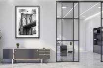 Czarno-biały Plakat Brooklyn Bridge | Miejska dekoracja do biura i salonu w stylu Loft, industrialnym 94157 Naklejkomania - zdjecie 6 - miniatura