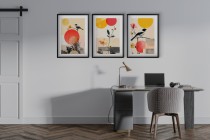 Tryptyk Geometria i Ptaki– Plakaty w Stylu Japandi | Minimalistyczne Obrazy na ścianę Czerwony i Żółty 81839 Naklejkomania - zdjecie 8 - miniatura