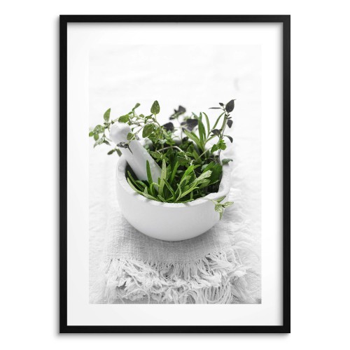 Plakat Kuchenny z Ziołami w moździerzu | Dekoracja na ścianę do jadalni 94166 Naklejkomania - zdjecie 1