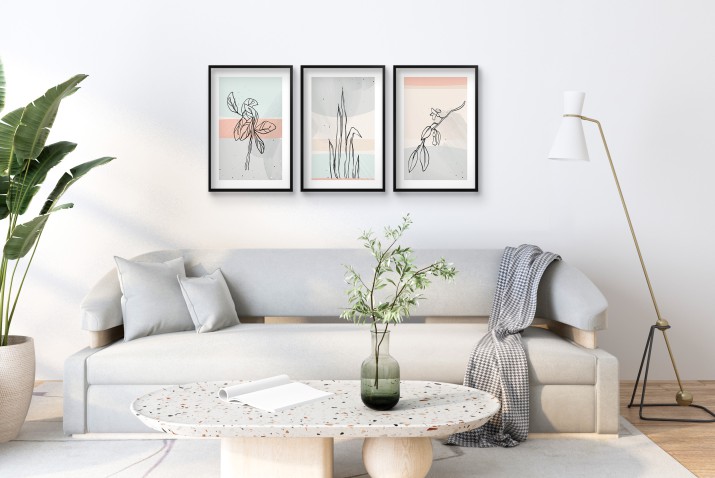 Plakaty z roślinami w stylu line art | Subtelne obrazy w pastelowych kolorach | Dekoracja ścienna w stylu skandynawskim 81869 - zdjęcie 2