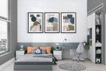 Zestaw 3 plakatów geometrycznych – Abstrakcyjne obrazy do salonu i sypialni | Grafika w stylu Bauhaus 81844 Naklejkomania - zdjecie 5 - miniatura