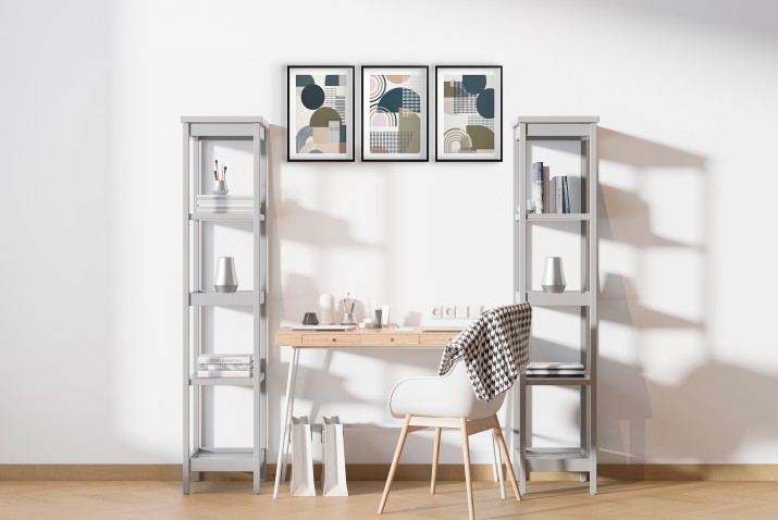 Zestaw 3 plakatów geometrycznych – Abstrakcyjne obrazy do salonu i sypialni | Grafika w stylu Bauhaus 81844 - zdjęcie 6