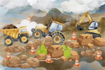 Kolorowa Fototapeta do pokoju chłopca- Wywrotka, Traktor, Koparka 43105 Naklejkomania - zdjecie 2 - miniatura