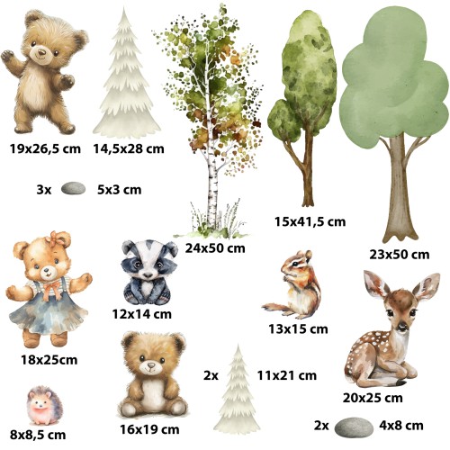 Urocza Naklejka ścienna – Misie i leśne zwierzątka | Dekoracja ścienna do żłobka i przedszkola T42153 - zdjęcie 4