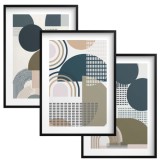 Zestaw 3 plakatów geometrycznych – Abstrakcyjne obrazy do salonu i sypialni | Grafika w stylu Bauhaus 81844 Naklejkomania - zdjecie 1 - miniatura