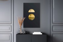 Minimalistyczny Obraz na płótnie – złote figury geometryczne, czarne tło |  Nowoczesna dekoracja ścienna do wnętrz glamour, loft 94175 Naklejkomania - zdjecie 5 - miniatura
