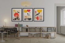 Tryptyk Geometria i Ptaki– Plakaty w Stylu Japandi | Minimalistyczne Obrazy na ścianę Czerwony i Żółty 81839 Naklejkomania - zdjecie 6 - miniatura