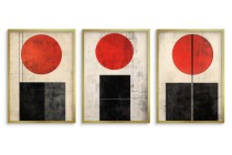 Abstrakcyjne Plakaty w stylu Bauhaus- geometryczne obrazy w czerwieni i czerni | Minimalistyczna dekoracja ścienna 81840 Naklejkomania - zdjecie 3 - miniatura