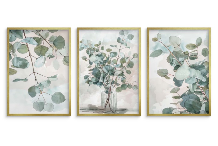 Plakaty z eukaliptusem w delikatnej akwareli | Subtelna Dekoracja- Zieleń i Beż do wnętrz boho 81879 - zdjęcie 2