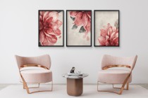Delikatny zestaw 3 plakatów- akwarelowe kwiaty w różu i czerwieni | Obrazy na ścianę styl romantyczny, shabby chic 81864 Naklejkomania - zdjecie 7 - miniatura