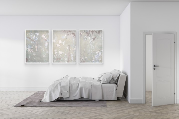 Plakat 3-częściowy w stylu industrialnym | Beżowa abstrakcja z betonową fakturą-  idealna do wnętrz nowoczesnych i minimalistycznych KP 20445 - zdjęcie 5