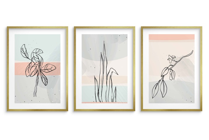 Plakaty z roślinami w stylu line art | Subtelne obrazy w pastelowych kolorach | Dekoracja ścienna w stylu skandynawskim 81869 - zdjęcie 3