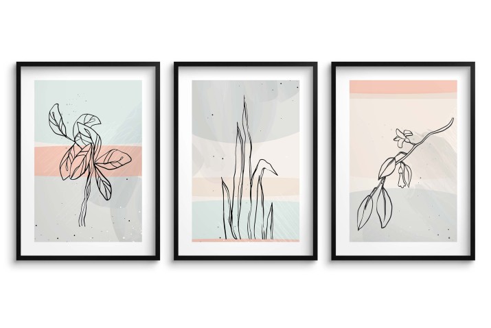Plakaty z roślinami w stylu line art | Subtelne obrazy w pastelowych kolorach | Dekoracja ścienna w stylu skandynawskim 81869 - zdjęcie 7