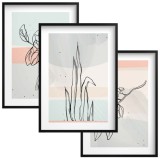 Plakaty z roślinami w stylu line art | Subtelne obrazy w pastelowych kolorach | Dekoracja ścienna w stylu skandynawskim 81869 Naklejkomania - zdjecie 1 - miniatura