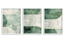 Zestaw 3 plakatów z geometrycznymi formami w odcieniach zieleni i bieli | Nowoczesna dekoracja do salonu 81874 Naklejkomania - zdjecie 3 - miniatura