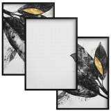 Nowoczesne plakaty- Liście w kolorach czerni, bieli i złota | Elegancka, minimalistyczna dekoracja ścienna 81868 Naklejkomania - zdjecie 1 - miniatura
