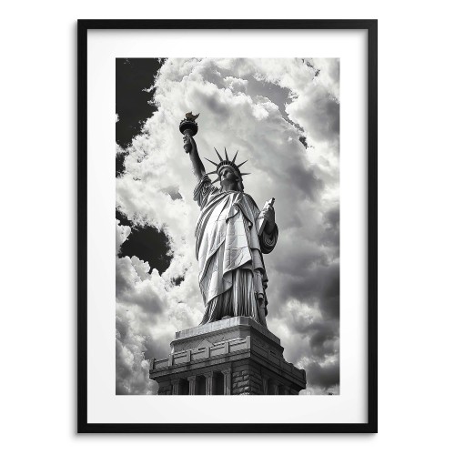 Czarno-biały Plakat Statua Wolności | Loftowa Dekoracja Nowy Jork | Monochromatyczny Poster na Ścianę 94155 Naklejkomania - zdjecie 1