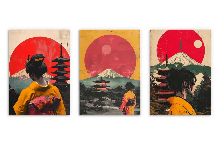 Plakaty z Motywem Japonii – Gejsze, Pagoda, Góra Fuji | Orientalna Dekoracja ścienna w stylu Vintage 81837 - zdjęcie 8